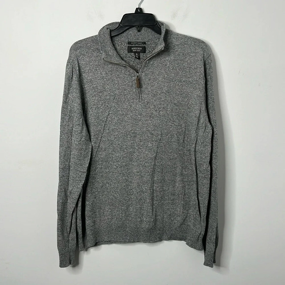 Nordstrom Men’s Gray Half Zip Cotton & Cashmere Blend Pullover - Picture 2 of 7